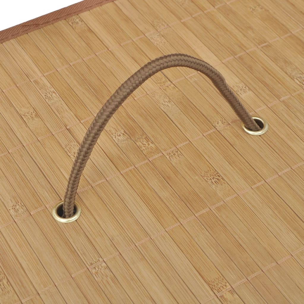 Laundry basket, natural color, bamboo, square