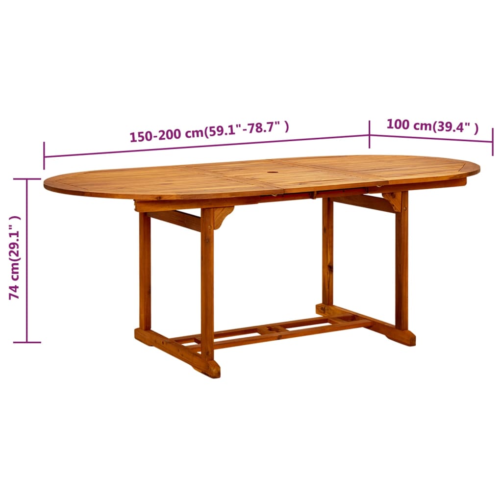Garden table, 200x100x75 cm, solid acacia wood