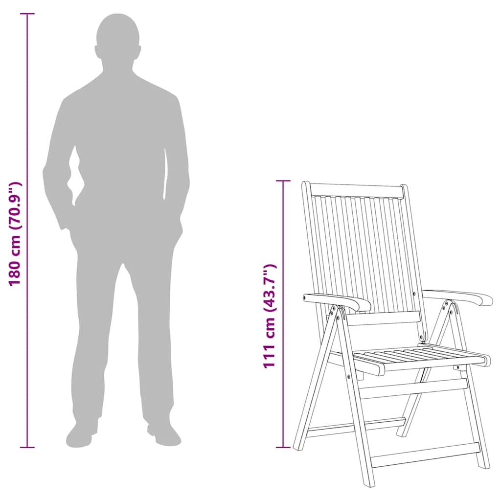 Folding Garden Chairs, 2 pcs, Acacia Wood, Brown