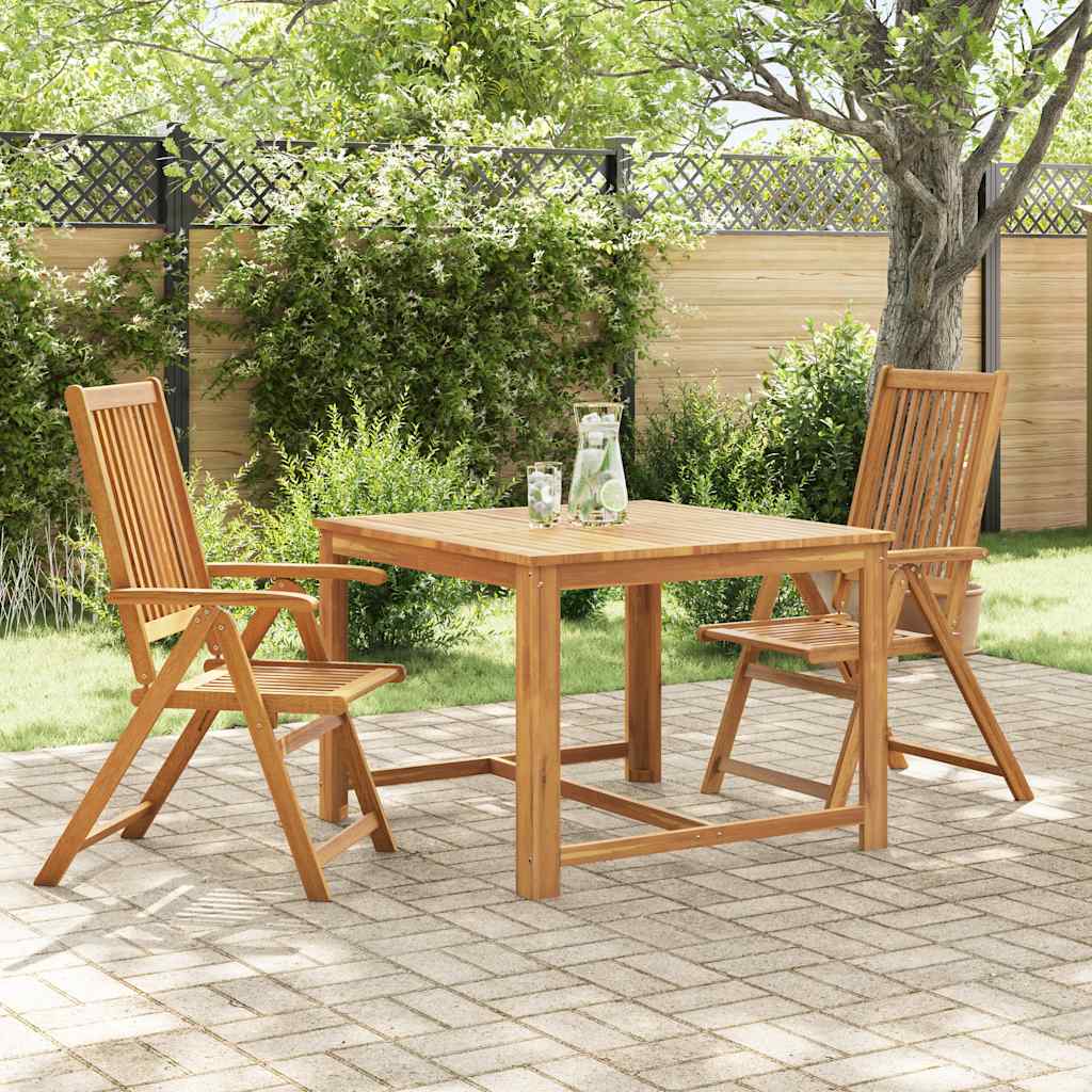 Folding Garden Chairs, 2 pcs, Acacia Wood, Brown