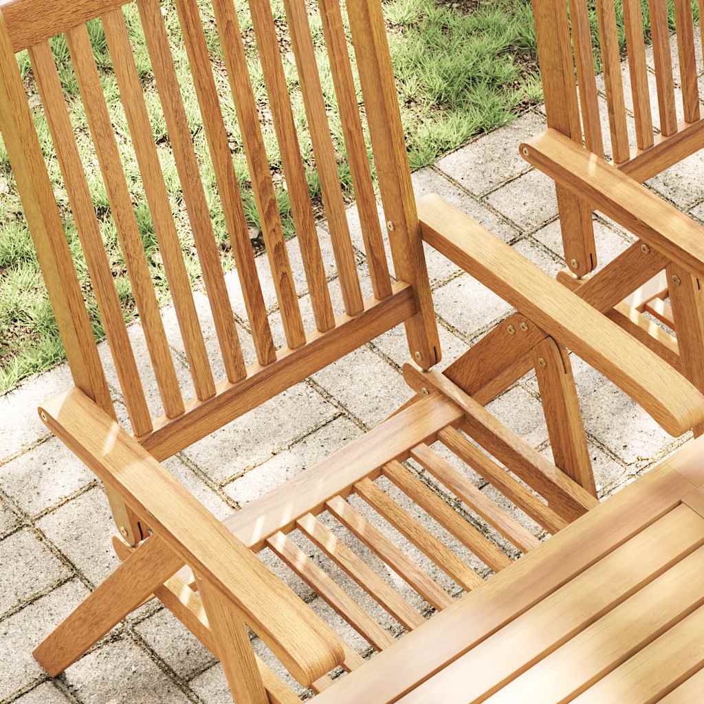 Folding Garden Chairs, 2 pcs, Acacia Wood, Brown