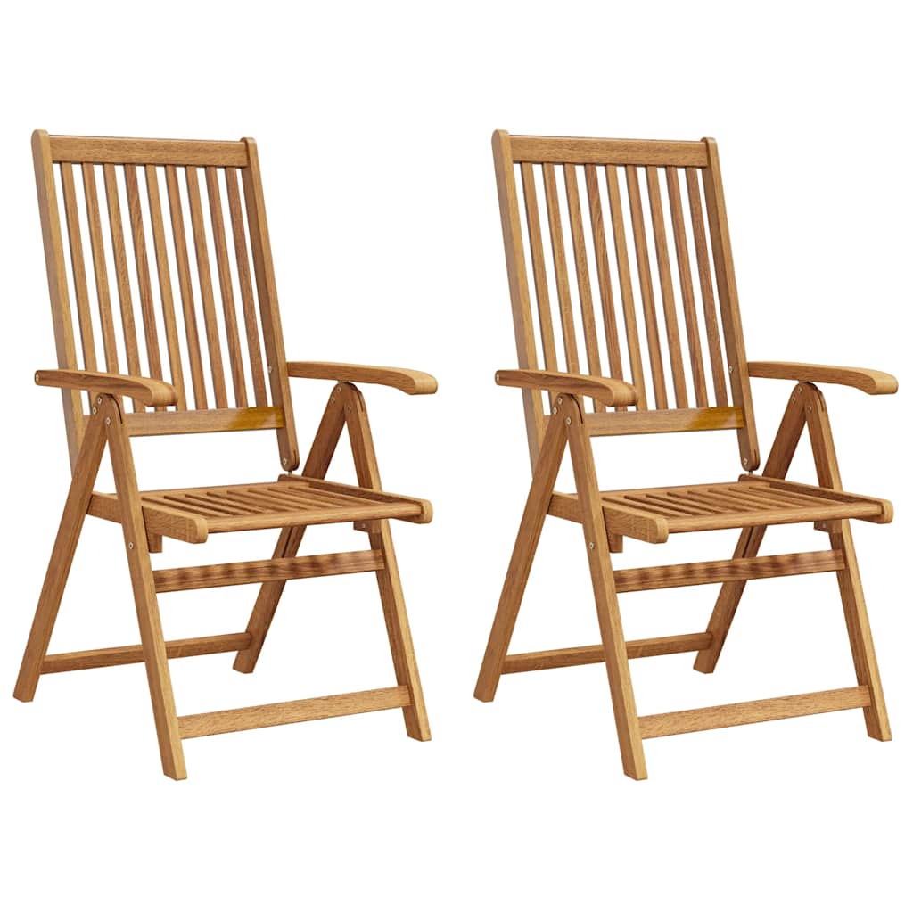 Folding Garden Chairs, 2 pcs, Acacia Wood, Brown