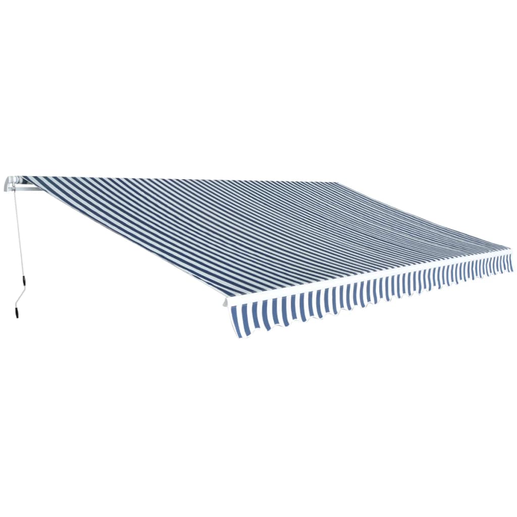 Folding awning, manual control, 500cm, blue/white