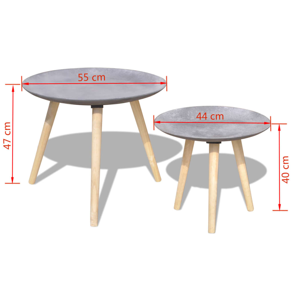 2 d. Kavos staliukų komplektas, 55 cm&44 cm, betono pilka sp.
