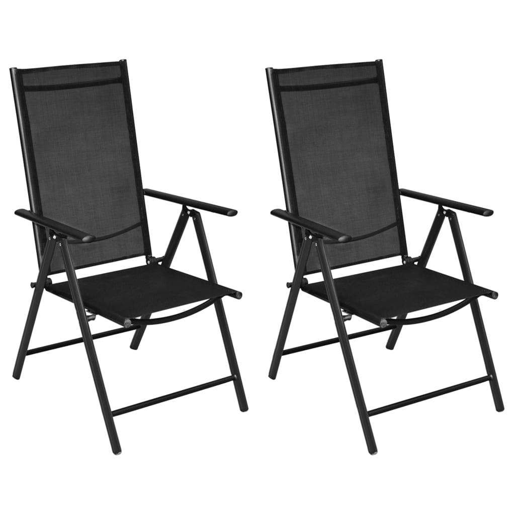Folding garden chairs, 2 pcs., aluminum and textilene, black