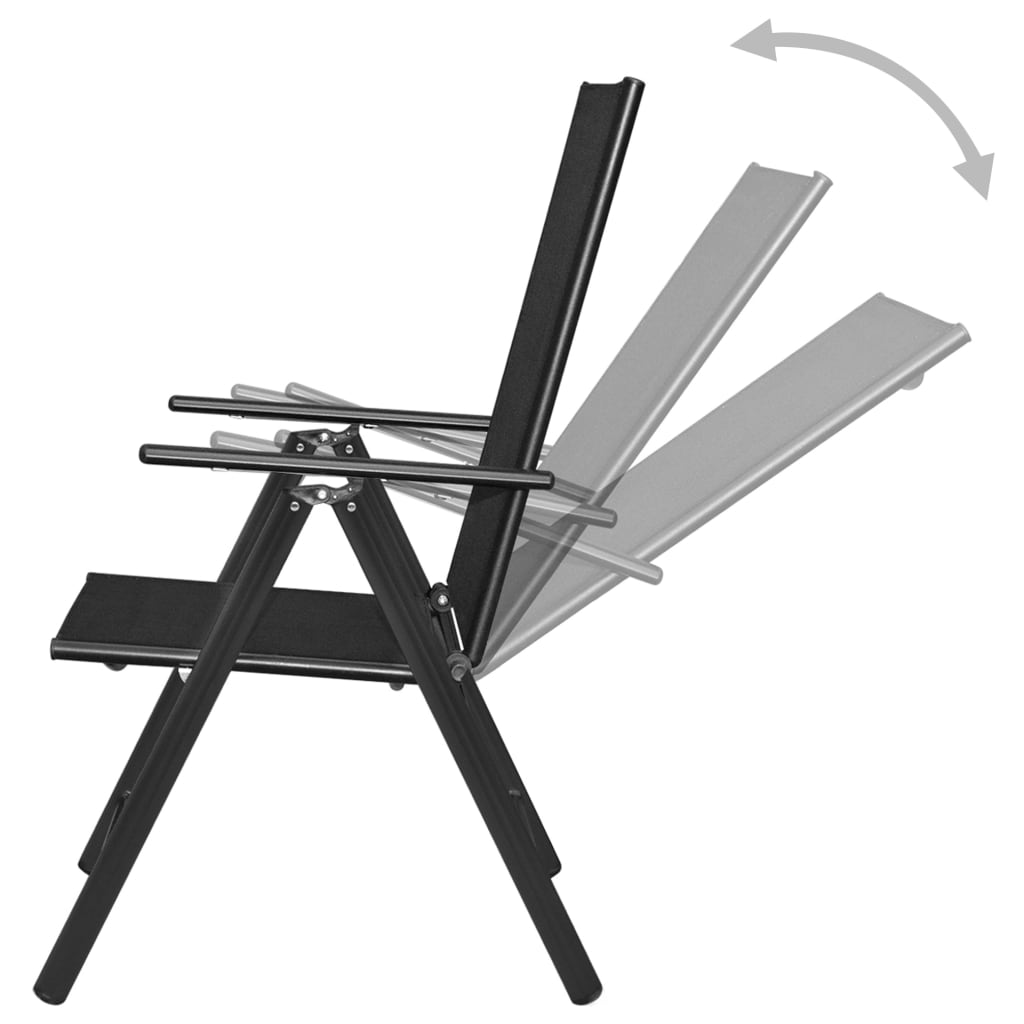 Folding garden chairs, 2 pcs., aluminum and textilene, black