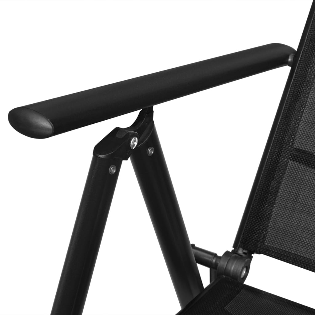 Folding garden chairs, 2 pcs., aluminum and textilene, black