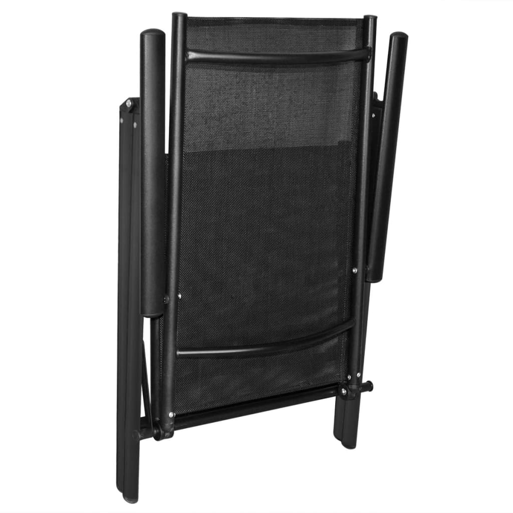 Folding garden chairs, 2 pcs., aluminum and textilene, black