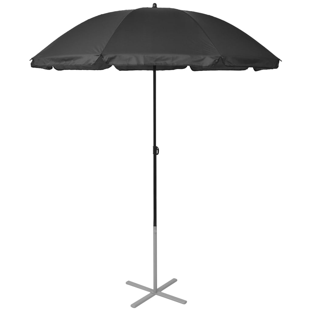 Sun lounger with parasol, aluminium, black
