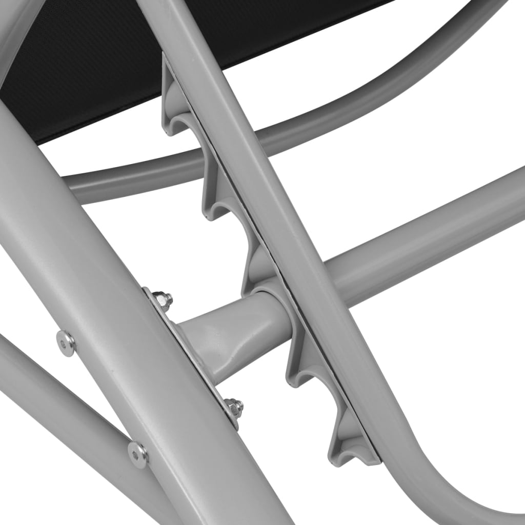Sun lounger with parasol, aluminium, black