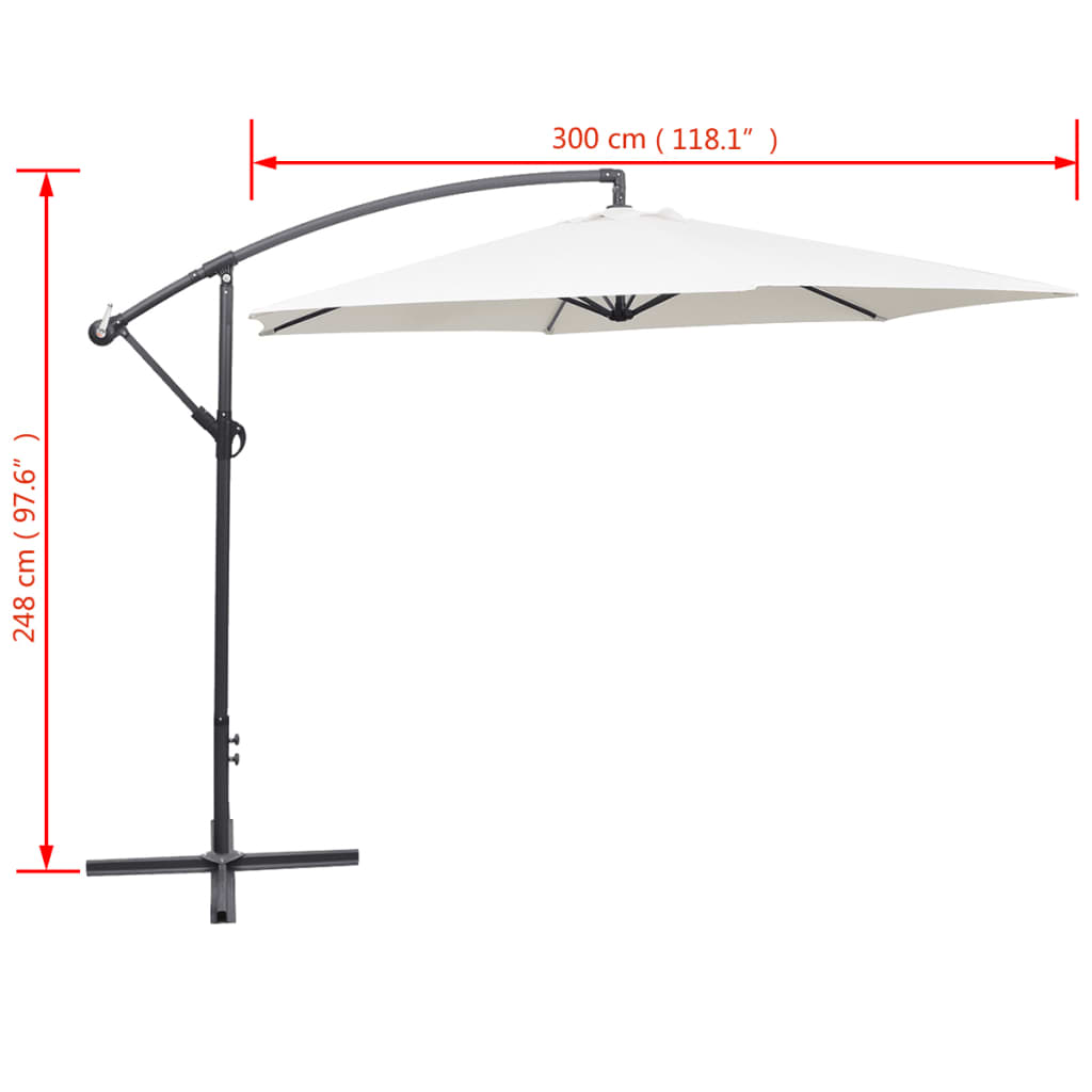 Gembinis sodo skėtis nuo saulės, smėlio baltos spalvos, 3m