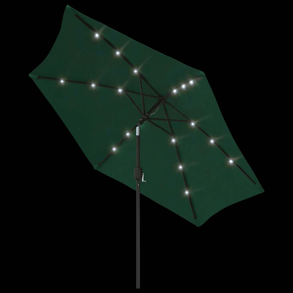 Gembinis LED sodo skėtis nuo saulės, žalios spalvos, 3m