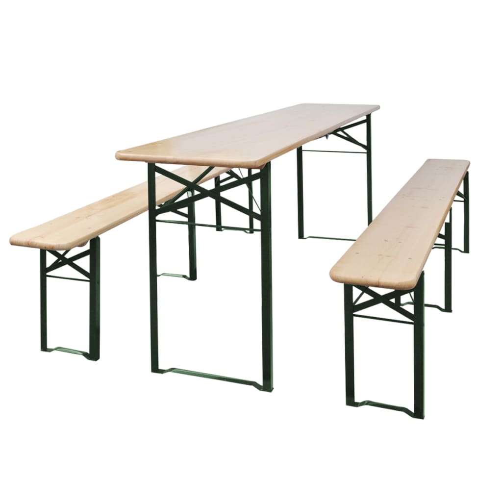 Folding beer table with 2 benches, 220cm, spruce wood
