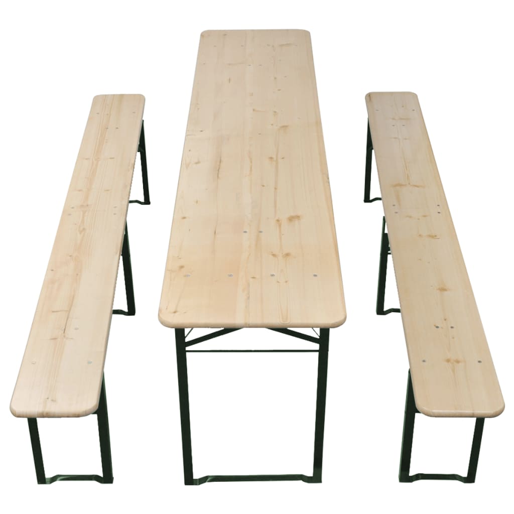 Folding beer table with 2 benches, 220cm, spruce wood