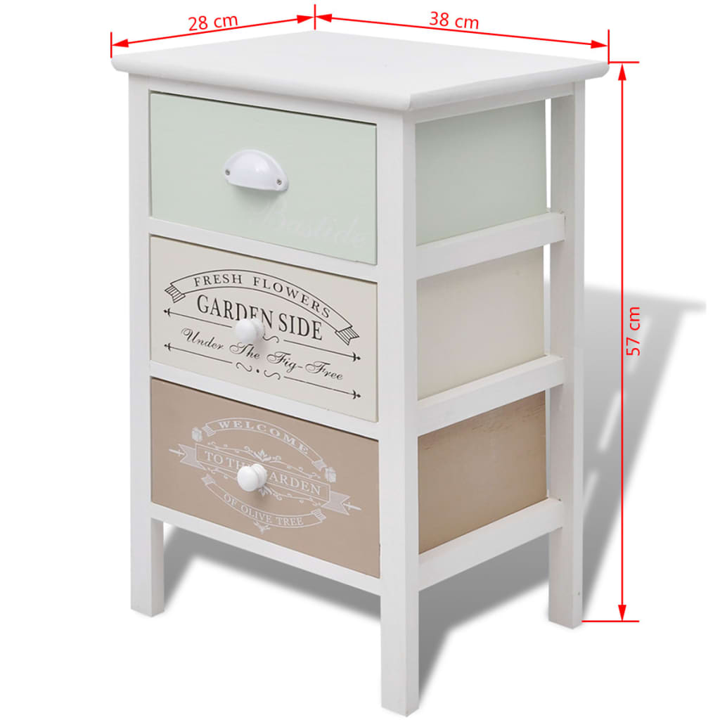 Cabinet, French style, 3 drawers, wood