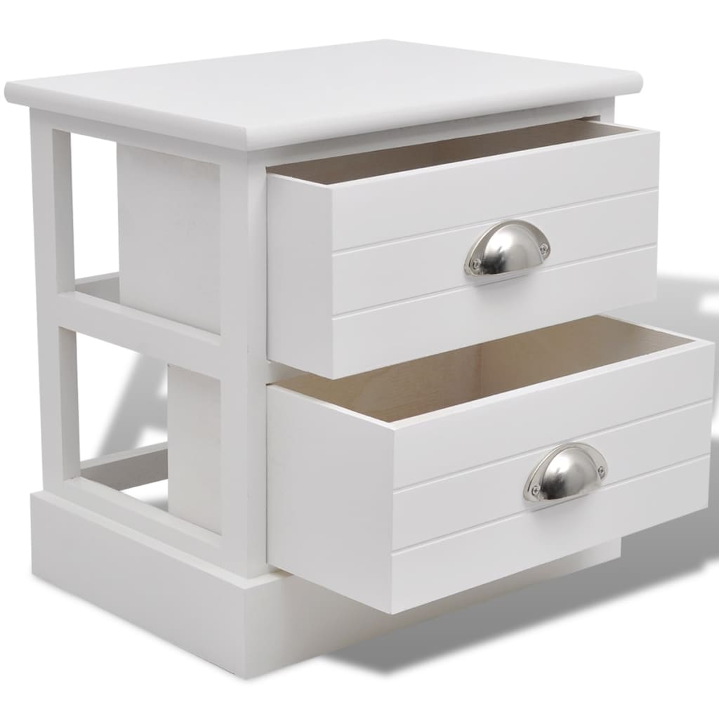 French Style Bedside Cabinets, 2 pcs, Wooden, White