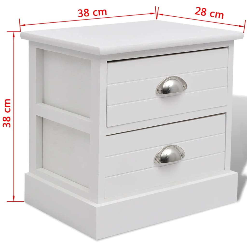 French Style Bedside Cabinets, 2 pcs, Wooden, White