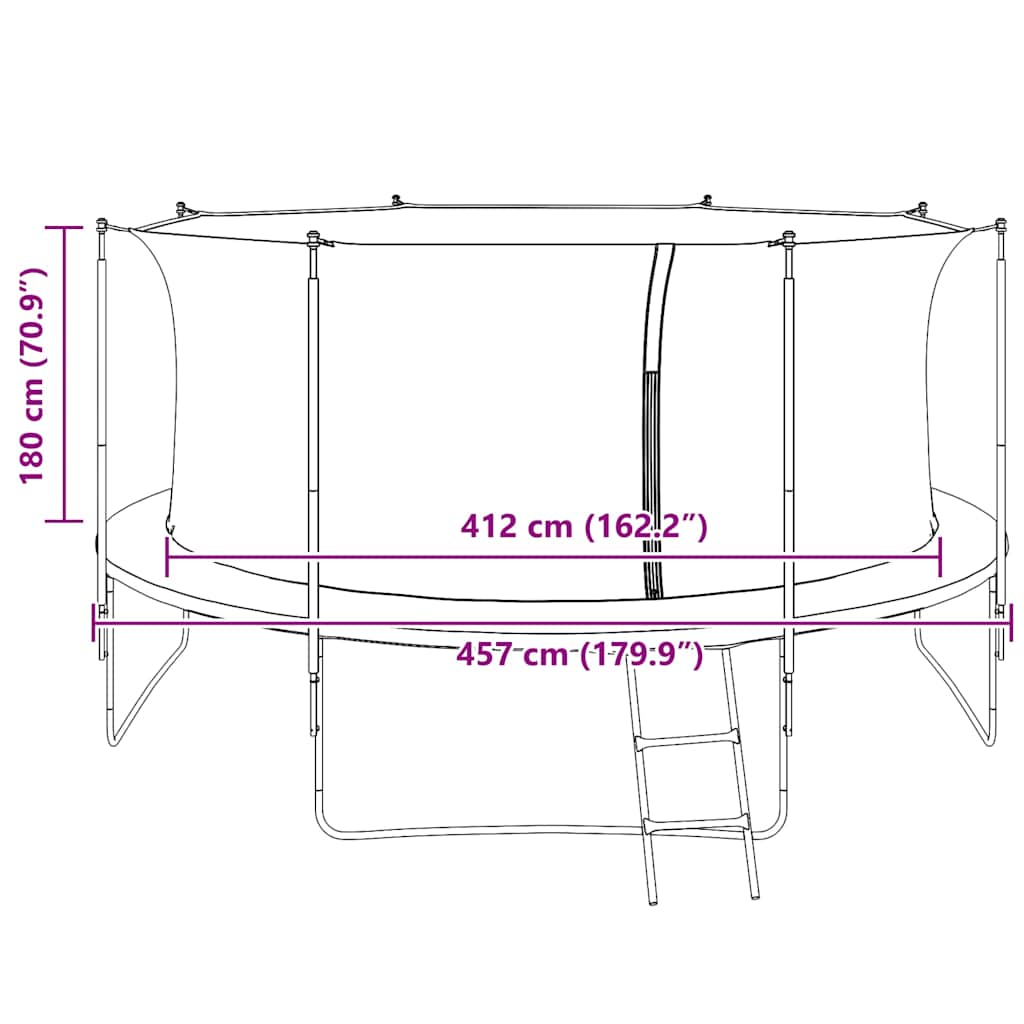 Safety net for 4.57m round trampoline