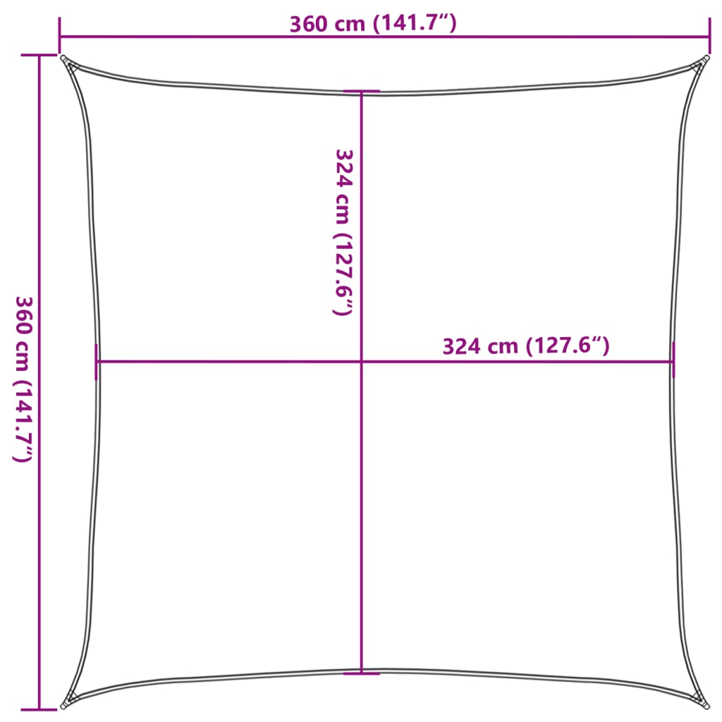 Tentas, HDPE, Kvadratinis, 3,6 x 3,6 m, Smėlio Spalvos