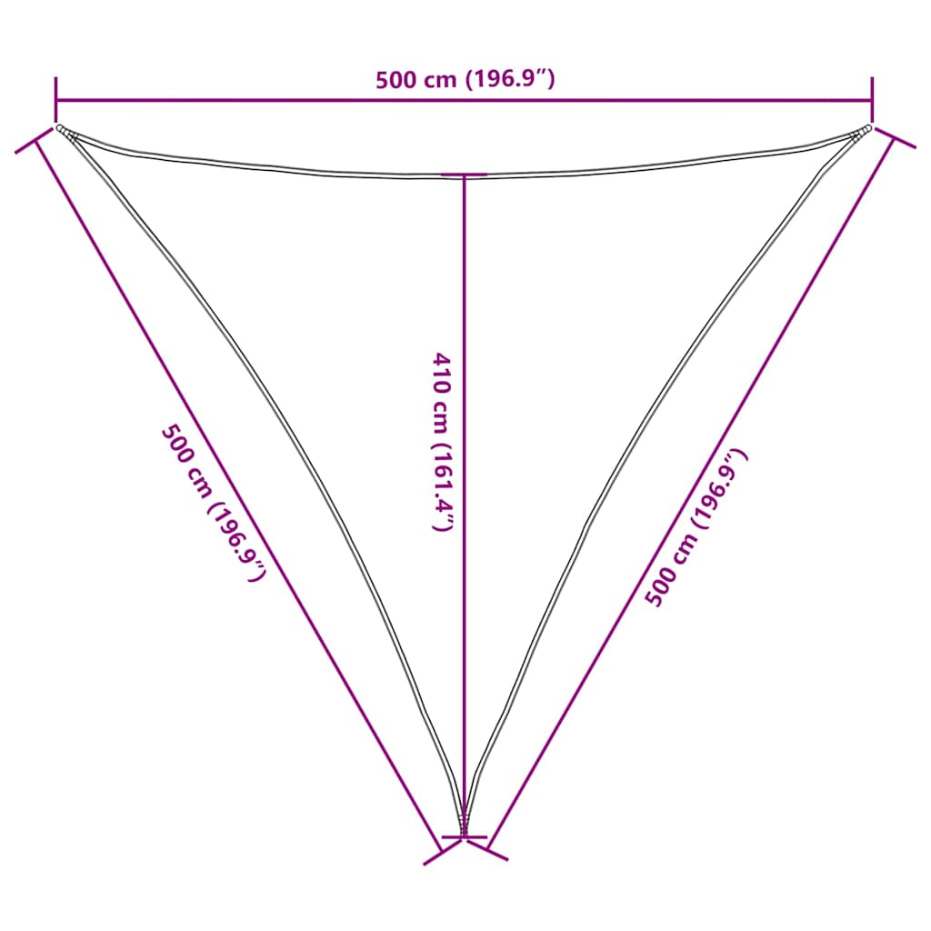 Tentas nuo saulės, oksfordo audinys, trikampis, 5x5x5m, smėlio