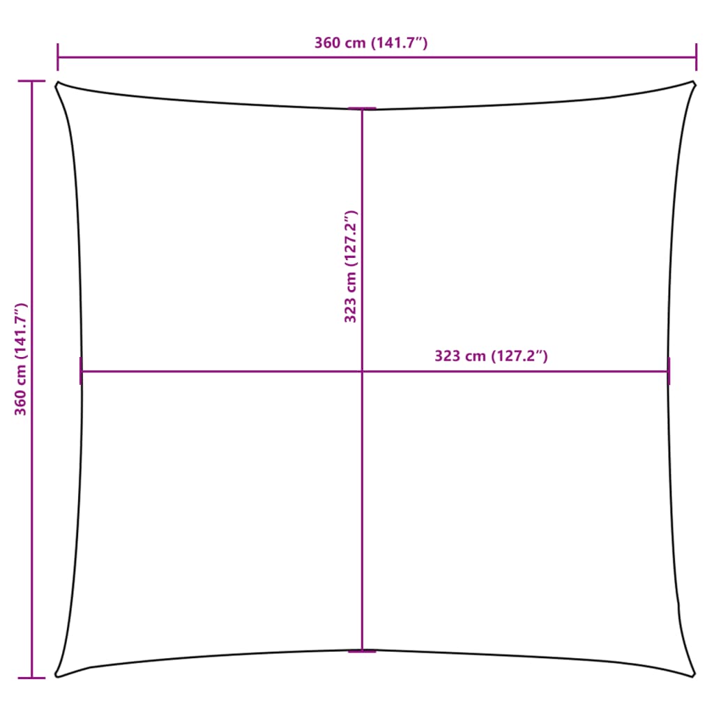 Tentas nuo saulės, oksfordo aud., kvadratas, 3,6x3,6m, kreminė