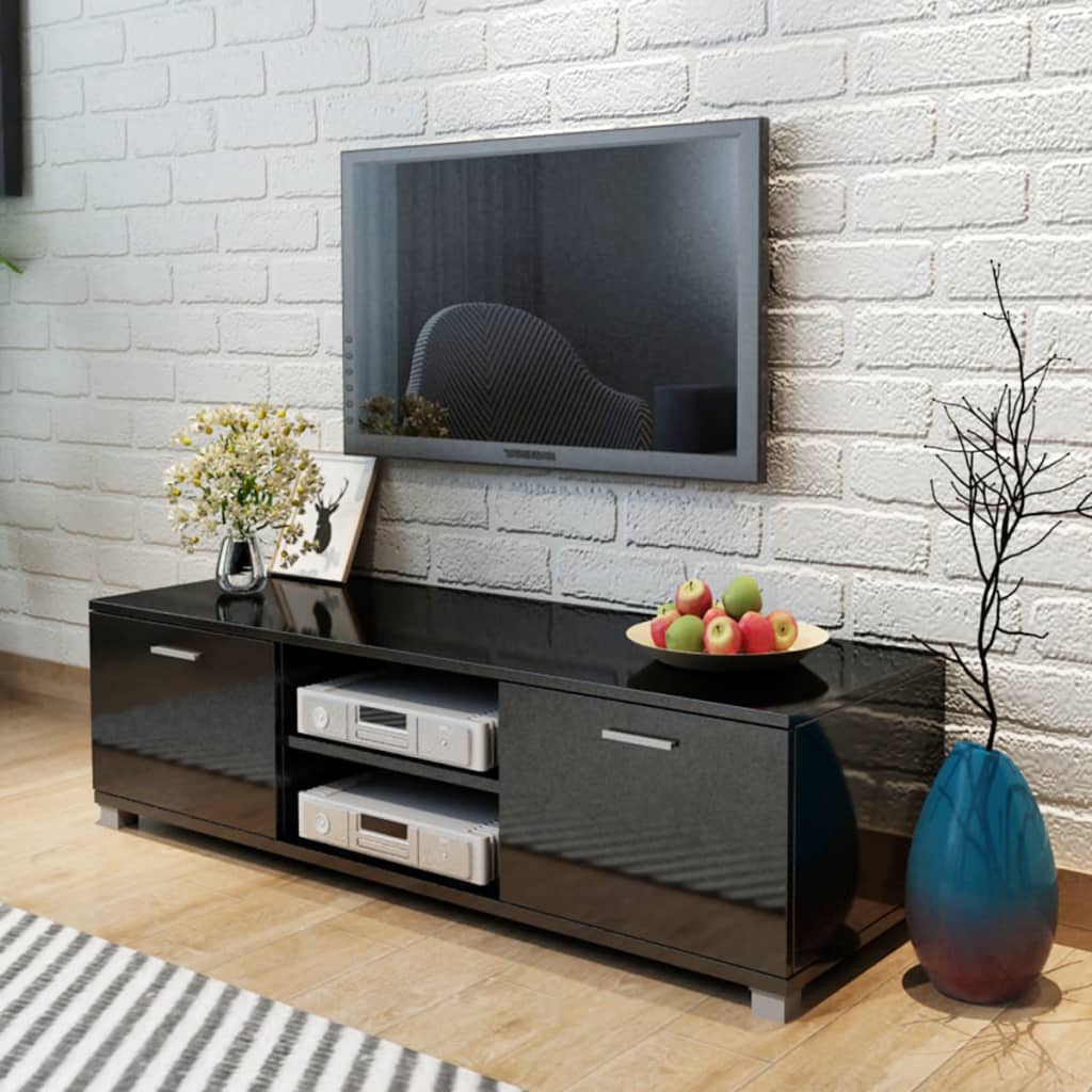 TV skapītis, melns, 140x40,5x35cm, spīdīgs