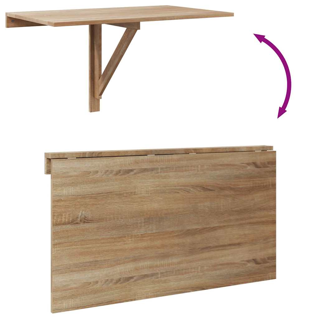 Foldable wall-mounted table, oak, 100x60 cm