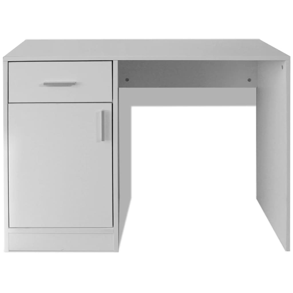 Desk with a drawer and a cupboard, white, 100x40x73 cm
