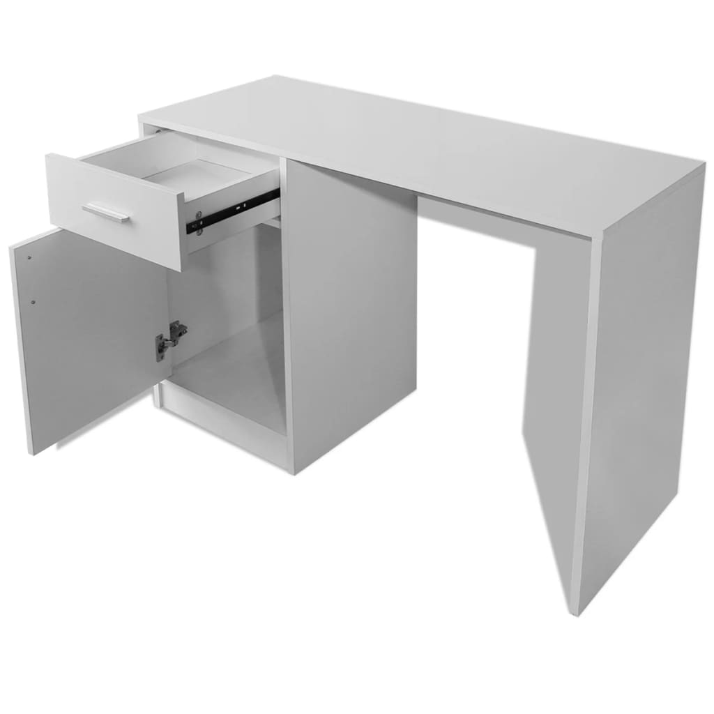 Desk with a drawer and a cupboard, white, 100x40x73 cm