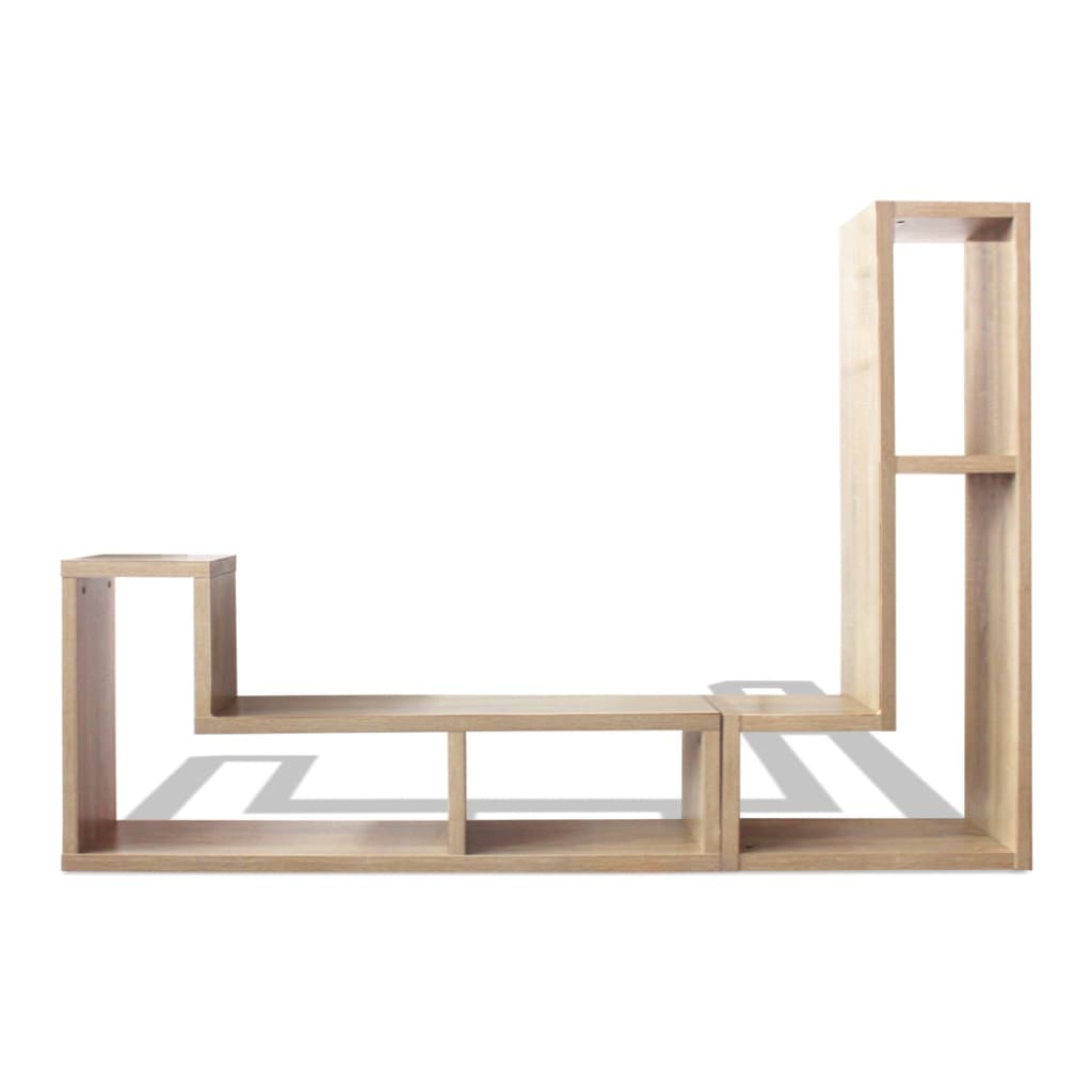 TV stand, 2-piece, L-shaped, oak color