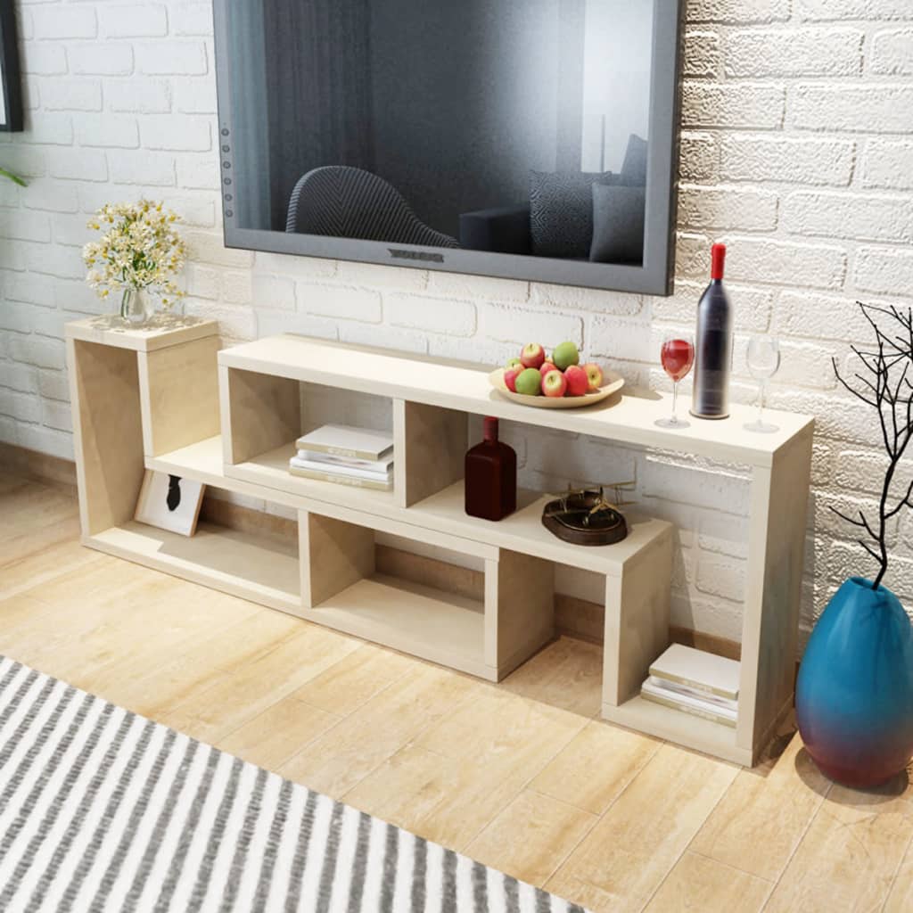 TV stand, 2-piece, L-shaped, oak color