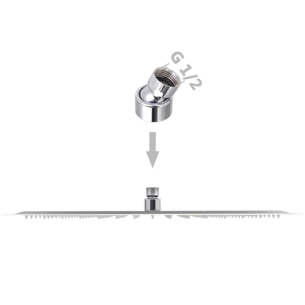 Rain shower head, 40x40cm, stainless steel, square