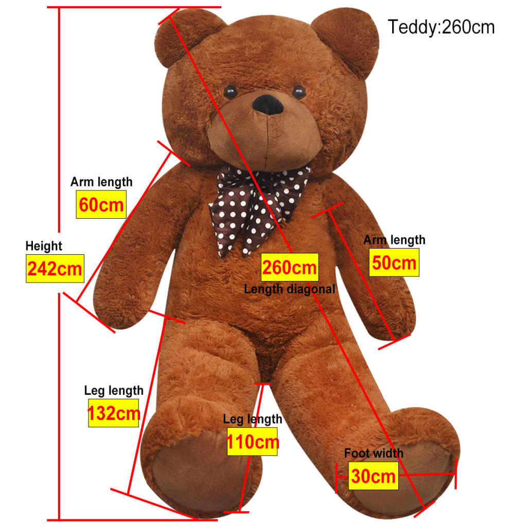Minkštas žaislinis šuo, pliušinis, rudas, 242cm