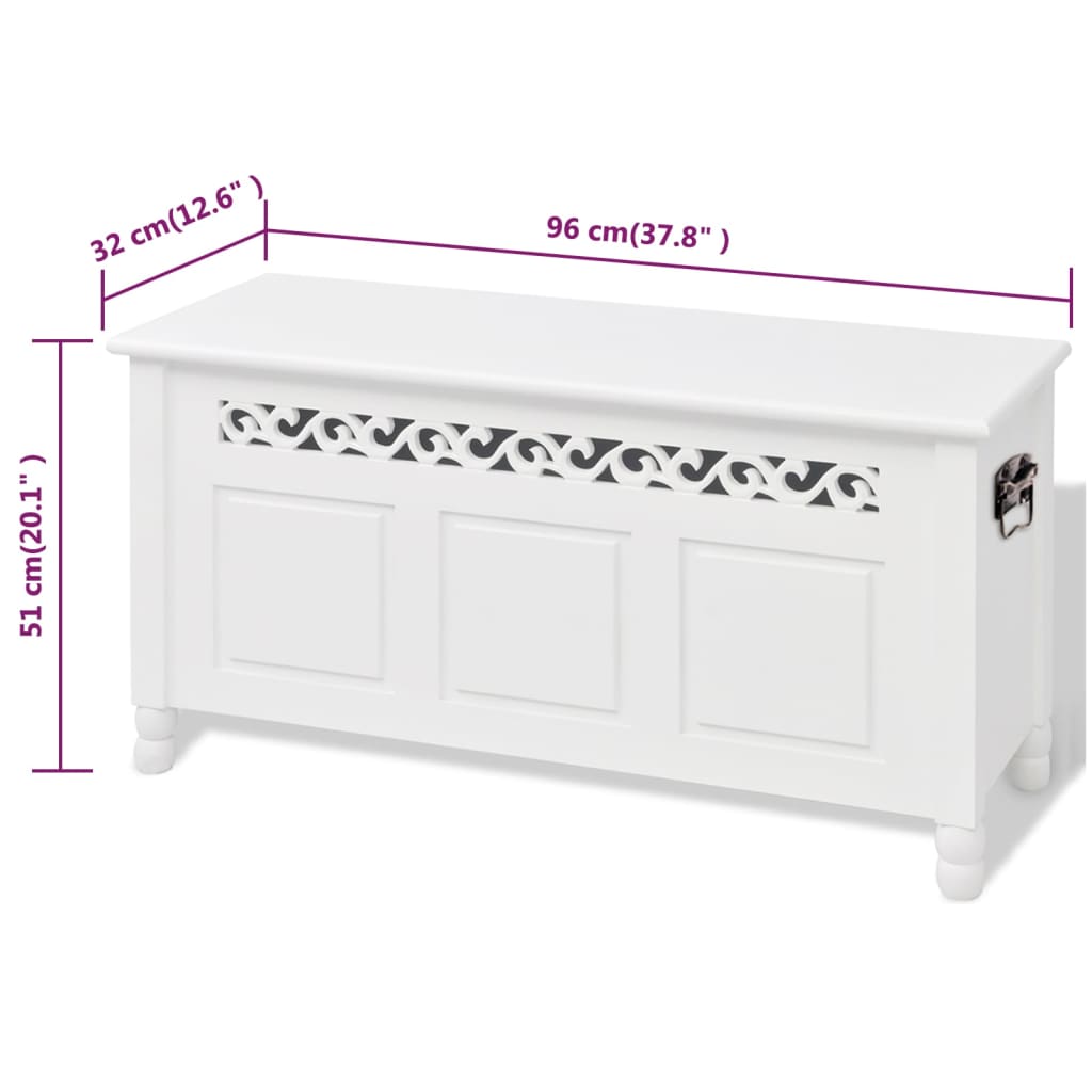 Storage Bench, Baroque style, White
