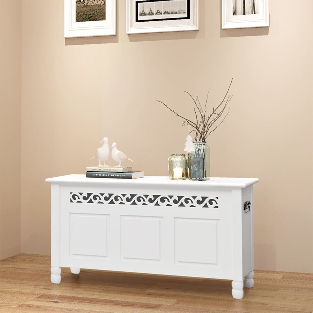 Storage Bench, Baroque style, White