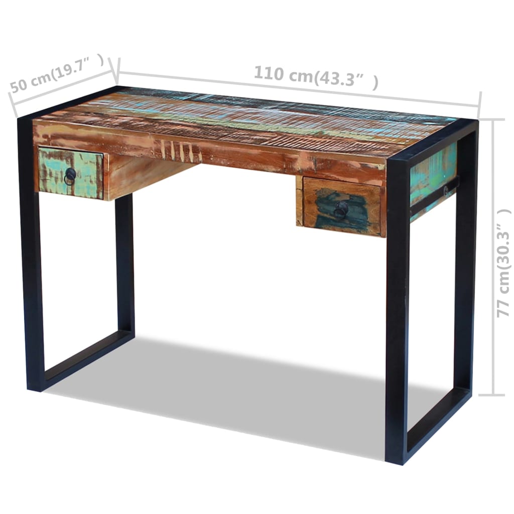 Writing desk, recycled solid wood