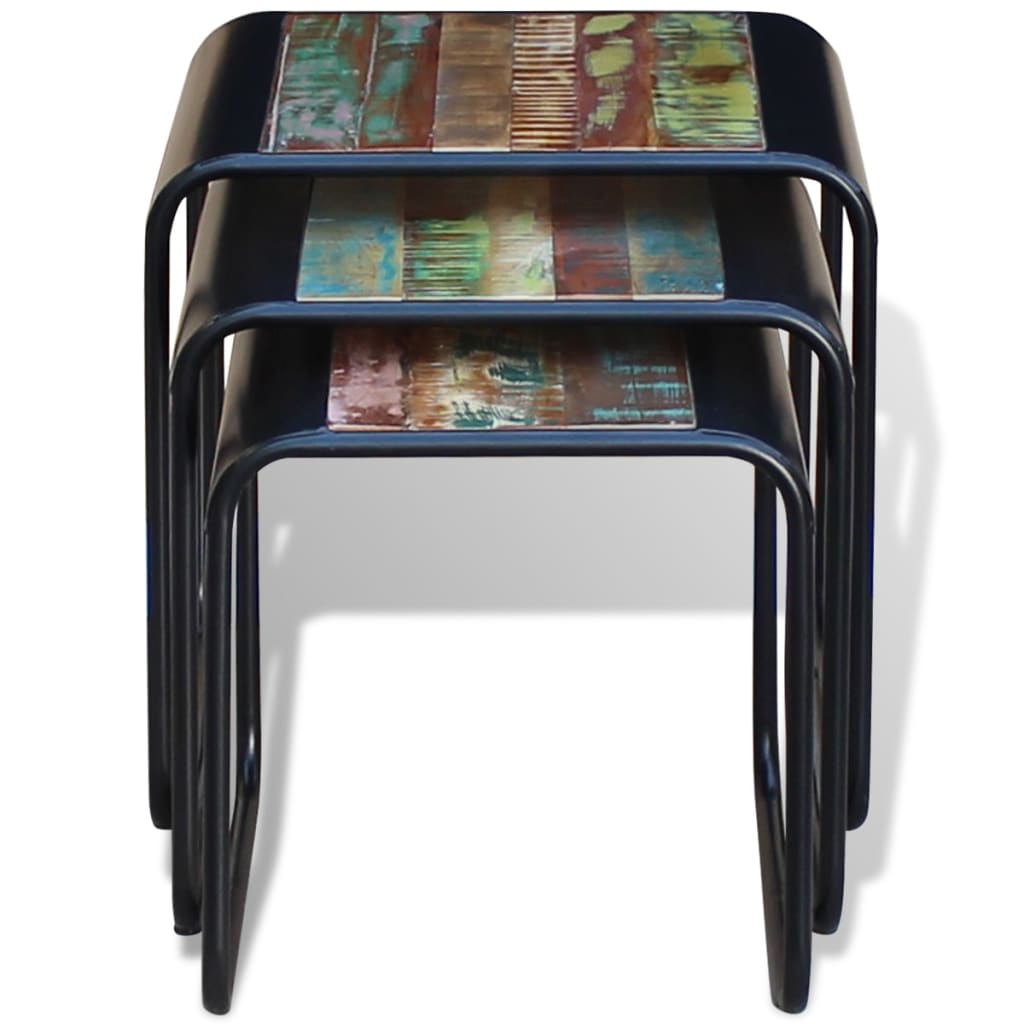 Nesting tables, 3 pcs., solid reclaimed wood