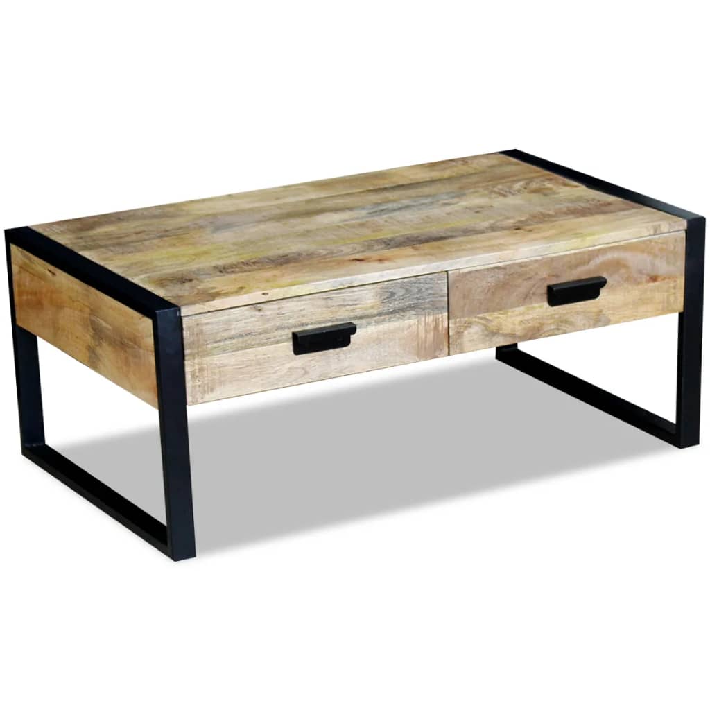 Coffee table with 2 drawers, mango wood, 100x60x40 cm