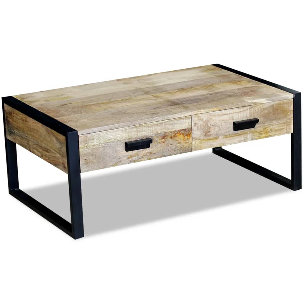 Coffee table with 2 drawers, mango wood, 100x60x40 cm