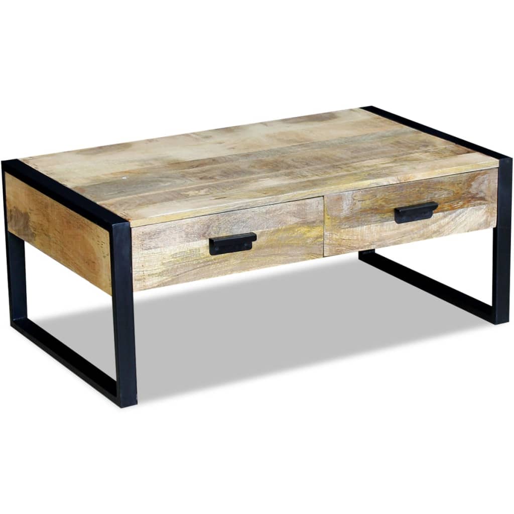 Coffee table with 2 drawers, mango wood, 100x60x40 cm