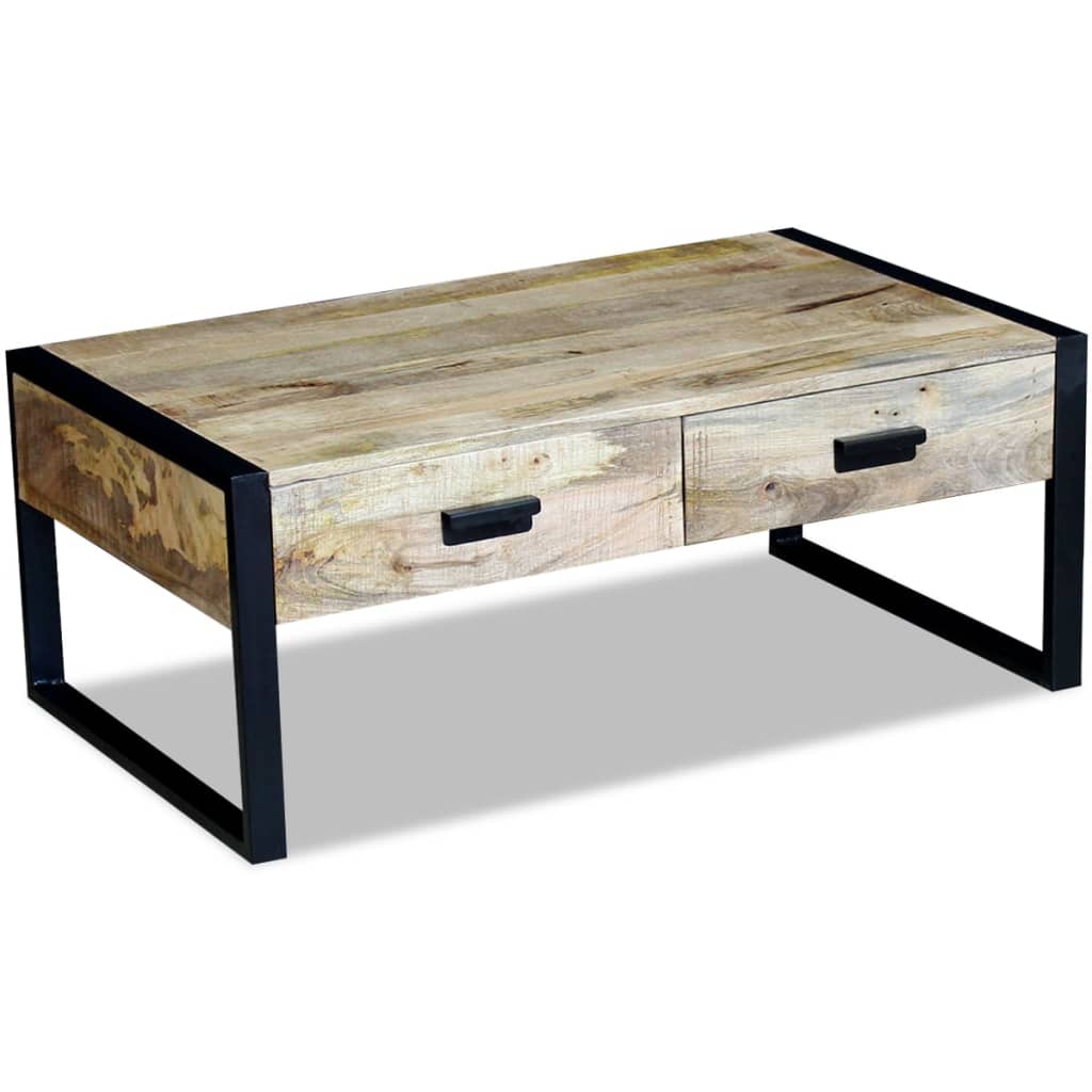 Coffee table with 2 drawers, mango wood, 100x60x40 cm