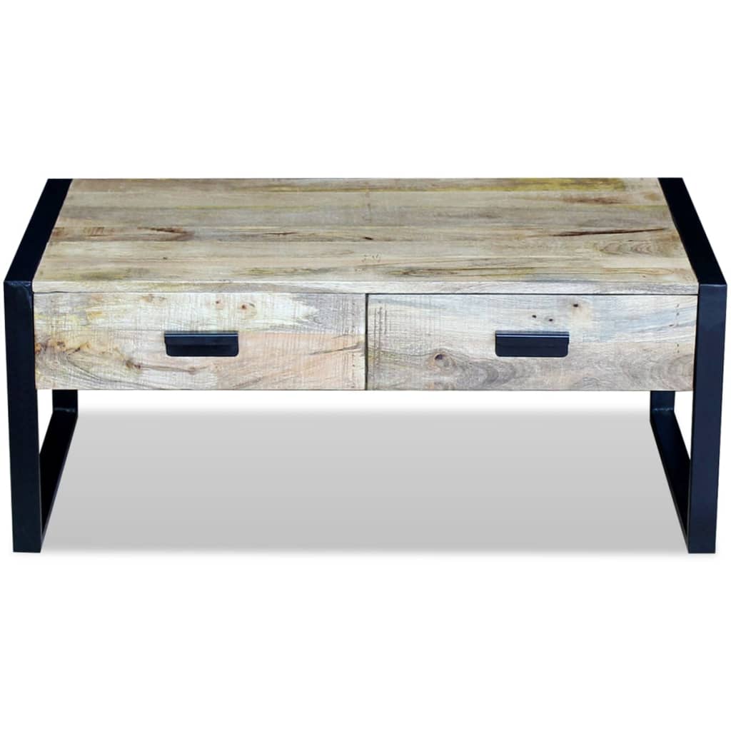 Coffee table with 2 drawers, mango wood, 100x60x40 cm