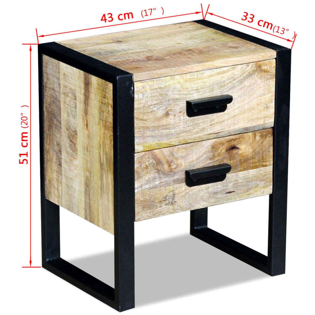 Table with 2 drawers, mango wood, 43x33x51 cm