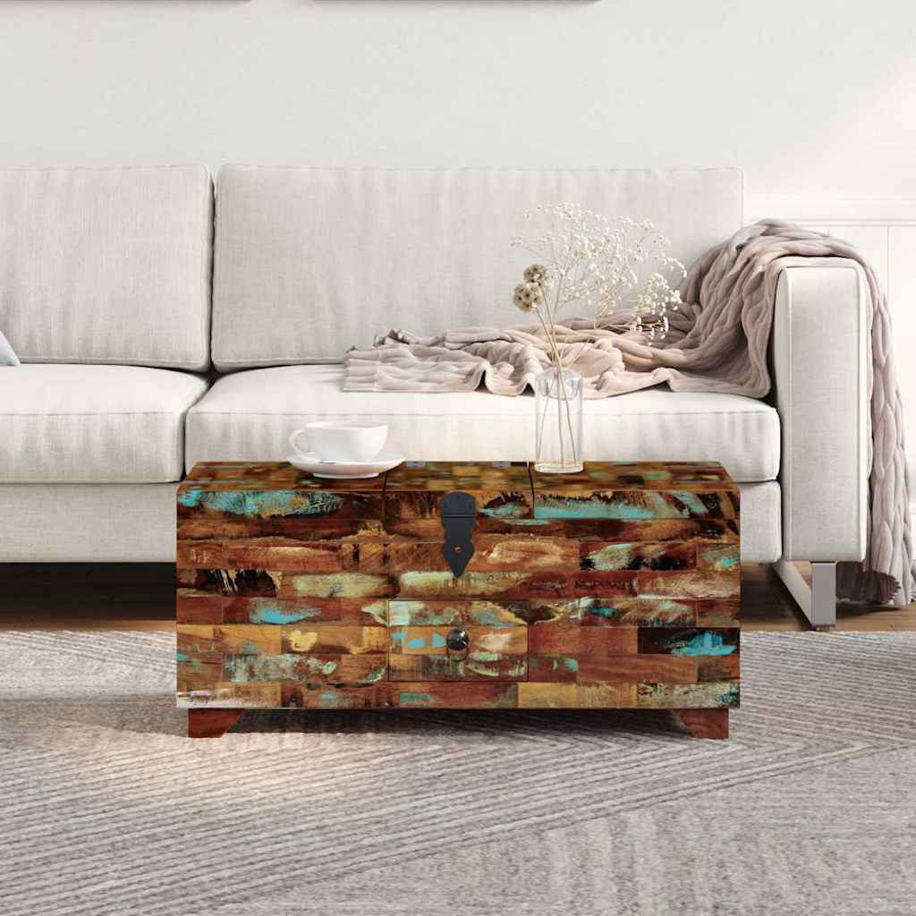 Coffee table, chest, solid reclaimed wood, 80x40x35 cm