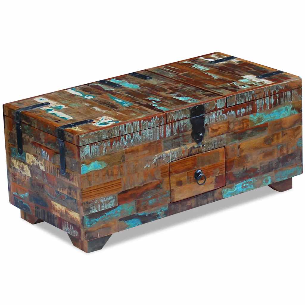 Coffee table, chest, solid reclaimed wood, 80x40x35 cm