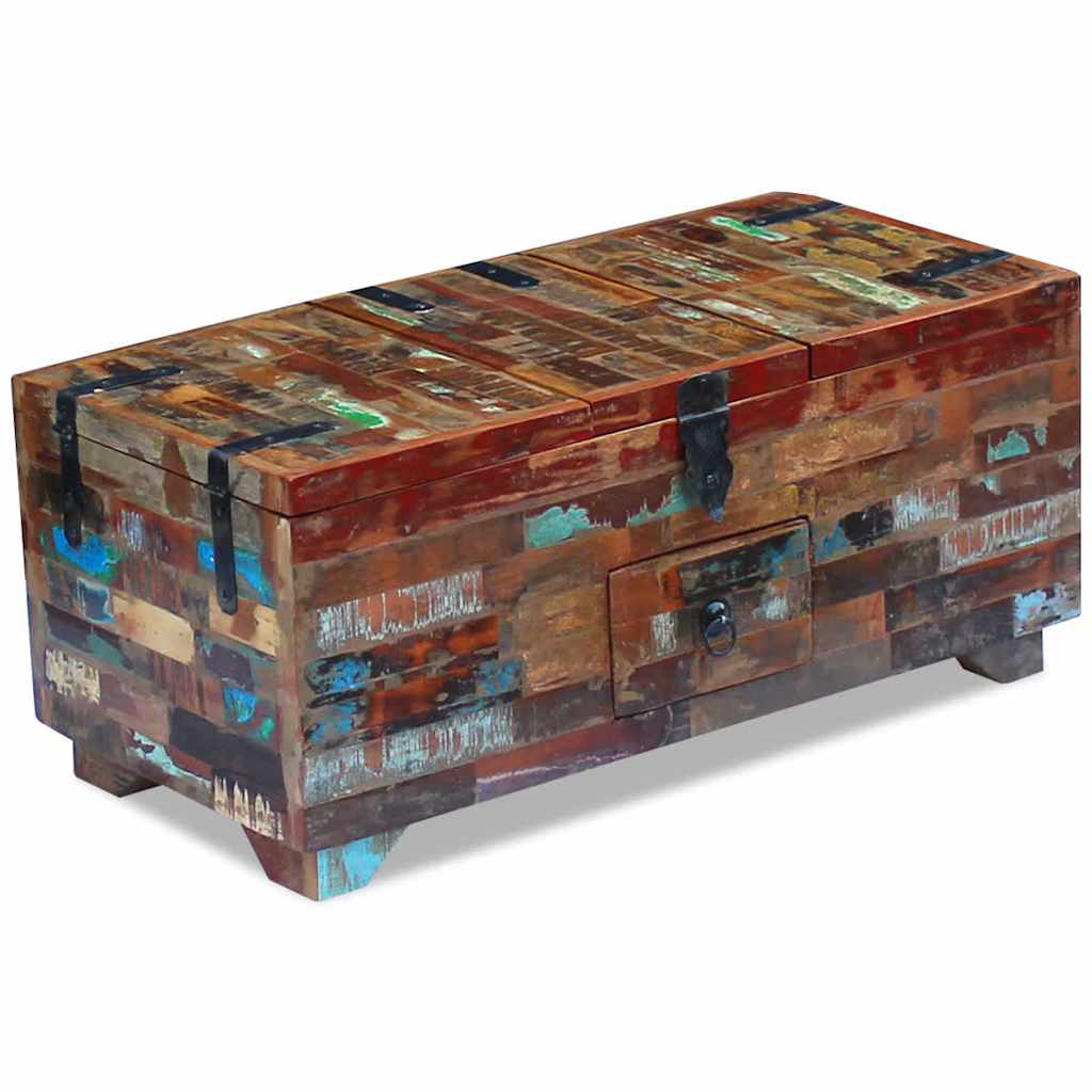 Coffee table, chest, solid reclaimed wood, 80x40x35 cm
