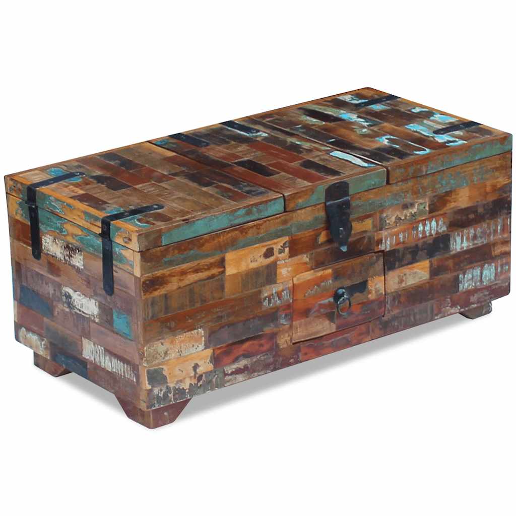 Coffee table, chest, solid reclaimed wood, 80x40x35 cm