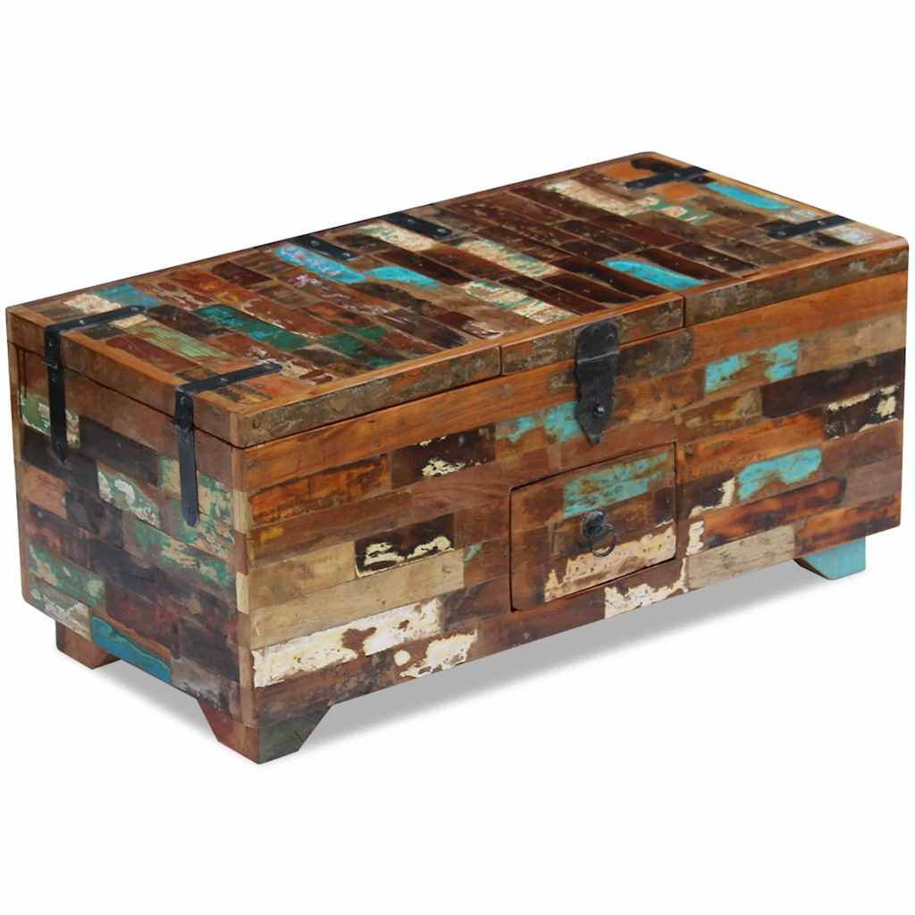 Coffee table, chest, solid reclaimed wood, 80x40x35 cm