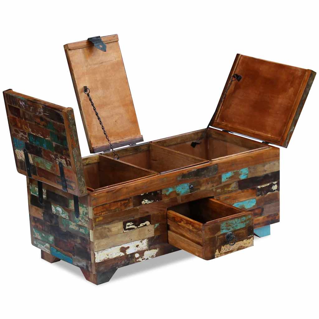 Coffee table, chest, solid reclaimed wood, 80x40x35 cm