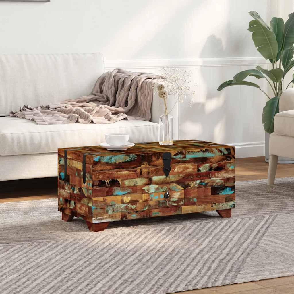 Coffee table, chest, solid reclaimed wood, 80x40x35 cm